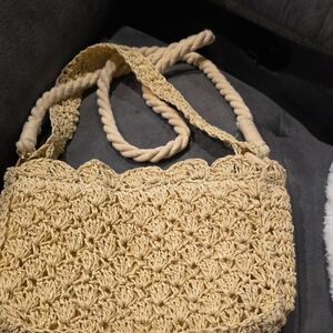 American Eagle Outfitters Cream Crochet Shoulder Bag